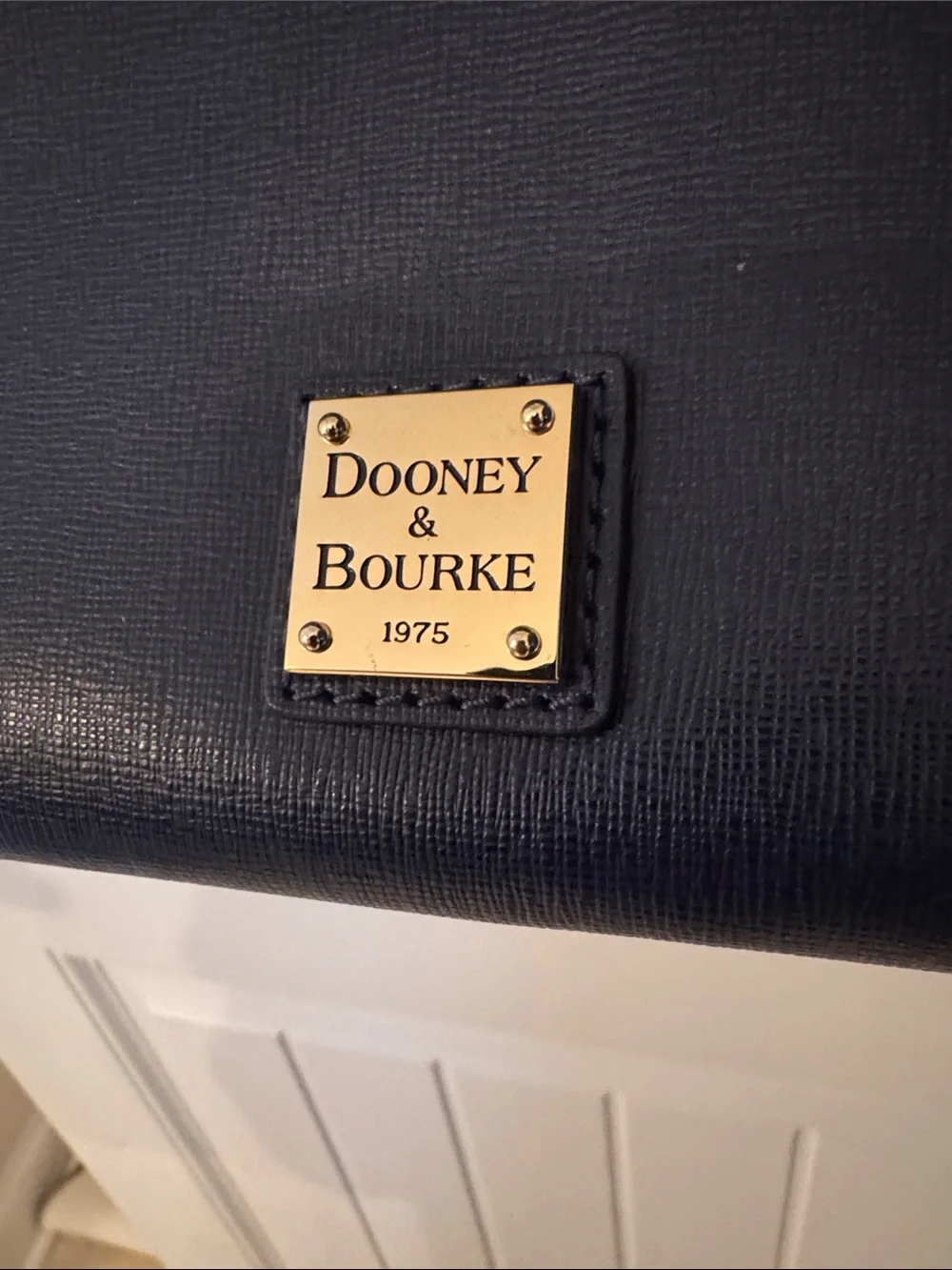 Dooney & Bourke Navy Leather Satchel with Gold Hardware